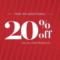 20 Off store offer in red background vector