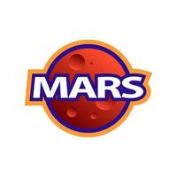 Mars logo in vintage style. Color label for printing stickers and badges. Vector illustration.