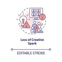 Loss of creative spark concept icon. Shortage of teamwork. Remote work drawback abstract idea thin line illustration. Isolated outline drawing. Editable stroke vector