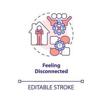 Feeling disconnected concept icon. Lack of socialization. Remote work drawback abstract idea thin line illustration. Isolated outline drawing. Editable stroke vector