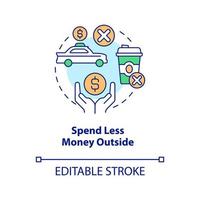 Spend less money outside concept icon. Finance saving. Work from home benefits abstract idea thin line illustration. Isolated outline drawing. Editable stroke vector