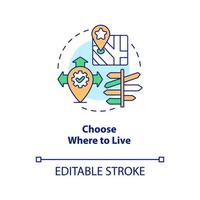 Choose where to live concept icon. Mobility opportunity. Remote workplace advantage abstract idea thin line illustration. Isolated outline drawing. Editable stroke vector