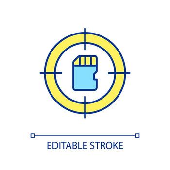 Focusing on memorization RGB color icon. Saving information. Memory card. Concentrate on retaining. Isolated vector illustration. Simple filled line drawing. Editable stroke