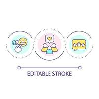 Customers satisfaction loop concept icon. Positive clients feedback. Consumer experience rate abstract idea thin line illustration. Isolated outline drawing. Editable stroke vector