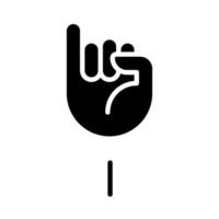 Letter I in American sign language black glyph icon. System of nonverbal communication. Visual modality usage. Silhouette symbol on white space. Solid pictogram. Vector isolated illustration