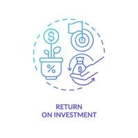 Return on investment blue gradient concept icon. Profitable business deal. Financial success. Generate gain abstract idea thin line illustration. Isolated outline drawing vector