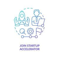 Join startup accelerator blue gradient concept icon. Entrepreneur program. Small business. Investing platform abstract idea thin line illustration. Isolated outline drawing vector