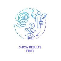 Show results first blue gradient concept icon. Profitable startup. Reliable business. Financial growth abstract idea thin line illustration. Isolated outline drawing vector