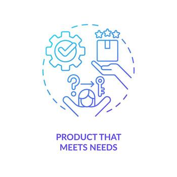 producto que satisface las necesidades icono de concepto de gradiente azul. problema de dirección. puesta en marcha efectiva. solución empresarial idea abstracta ilustración de línea delgada. dibujo de contorno aislado vector
