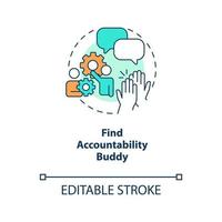 Find accountability buddy concept icon. Virtual coworking. Stay social. Home work tip abstract idea thin line illustration. Isolated outline drawing. Editable stroke vector