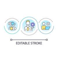 Product owner loop concept icon. Agile team member. Scrum methodology. Role for release management abstract idea thin line illustration. Isolated outline drawing. Editable stroke vector