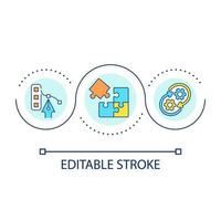 Design and build loop concept icon. Executable software. Product coding. Release management phases abstract idea thin line illustration. Isolated outline drawing. Editable stroke vector