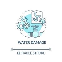 Water damage turquoise concept icon. Measure to avoid workplace accidents abstract idea thin line illustration. Isolated outline drawing. Editable stroke vector