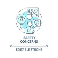 Safety concerns turquoise concept icon. Reducing occupational accidents tip abstract idea thin line illustration. Isolated outline drawing. Editable stroke vector