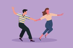 Character flat drawing happy people dancing salsa. Attractive man and woman in dance. Pair of dancer with waltz tango and salsa style move. Couple dancing together. Cartoon design vector illustration