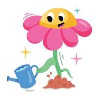 Trendy Flower Watering vector