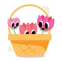 Trendy Flowers Basket vector