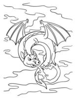 Knight Dragon Coloring Page for Kids vector