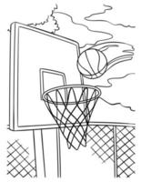 aro de baloncesto y pelota para colorear página para niños vector