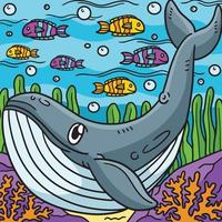 Blue Whale Marine Animal Colored Cartoon vector