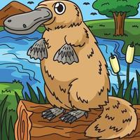 Platypus Marine Animal Colored Cartoon