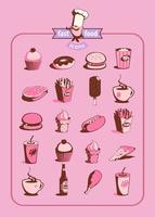 Food and drink icons set vector
