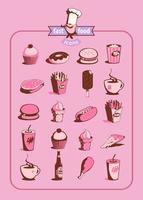 Food and drink icons set vector