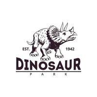 logotipo de dinosaurio dibujado a mano en blanco y negro sobre fondo blanco para el diseño de negocios y sitios web. ilustración vectorial vector