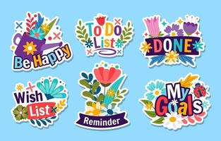 Vibrant Flower Sticker Journal vector