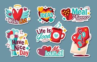 Valentines Journal Sticker vector