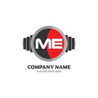 ME Letter Logo Design Icon fitness and music Vector Symbol.