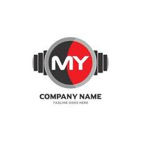 MY Letter Logo Design Icon fitness and music Vector Symbol.