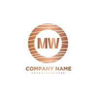 MW Initial Letter circle wood logo template vector