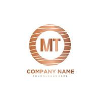 MT Initial Letter circle wood logo template vector