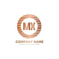 MX Initial Letter circle wood logo template vector