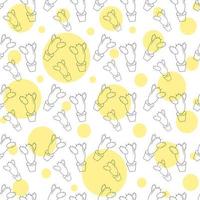 Abstract background texture from yellow circles and outline cactus in a flower pot in cartoon style vector