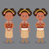 personaje de papua nueva guinea con varias expresiones vector