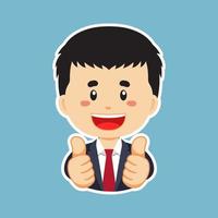 Happy Businessman Character Sticker vector