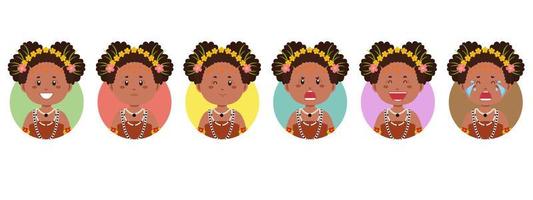 Papua New Guinea Avatar with Various Expression vector