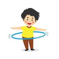 Cute Boy Playing Hula Hoop vector