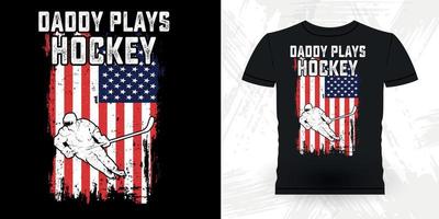 American Flag Funny Sports Hockey Player Gift Retro Vintage Hockey T-shirt Design vector