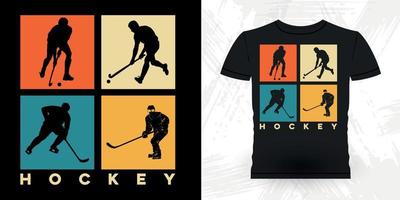 divertido jugador de hockey deportivo regalo retro vintage diseño de camiseta de hockey vector