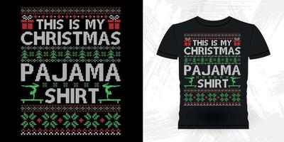 This Is My Christmas Pajama Shirt Christmas Funny Gymnast Girls Women Retro Vintage Gymnastics T-shirt Design vector