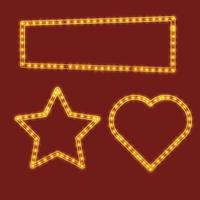 shiny star frame, shiny rectangle frame, and shiny love shaped frame vector