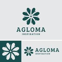 logotipo minimalista verde hélice deja grupo de flores para empresa comercial vector