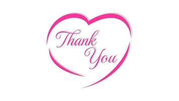 Thank You pink love typography lettering with white background, vector illustration.