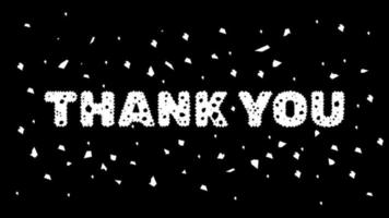 Thank You white typography lettering black background, vector illustration.