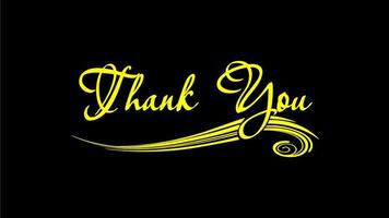 Thank You yellow typography lettering black background, vector illustration.