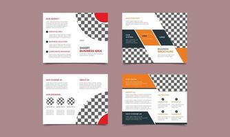 Clean business bifold brochure design template. Creative business bi-fold brochure template. vector