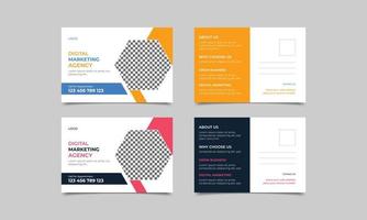 Postcard design template.creative and modern postcard design. digital marketing agency post card design template. vector
